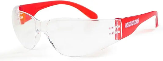 JORESTECH Eyewear Protective Safety Glasses, Polycarbonate Impact Resistant Lens (Clear, Red) Viking Lab Supply