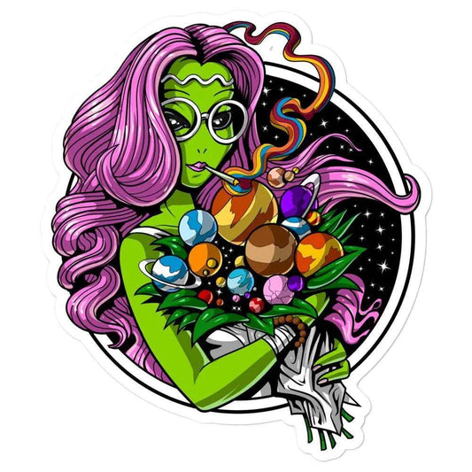 Alien Babe 4" Glossy Vinyl Sticker - Viking Lab Supply