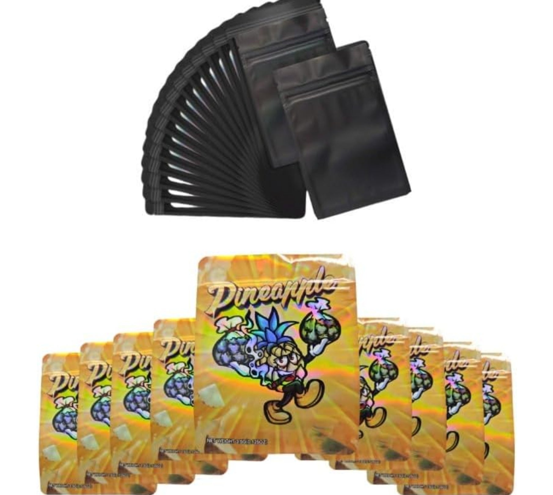 Pineapple Printed 5 x 4 Inch Resealable Mylar Bags sold here