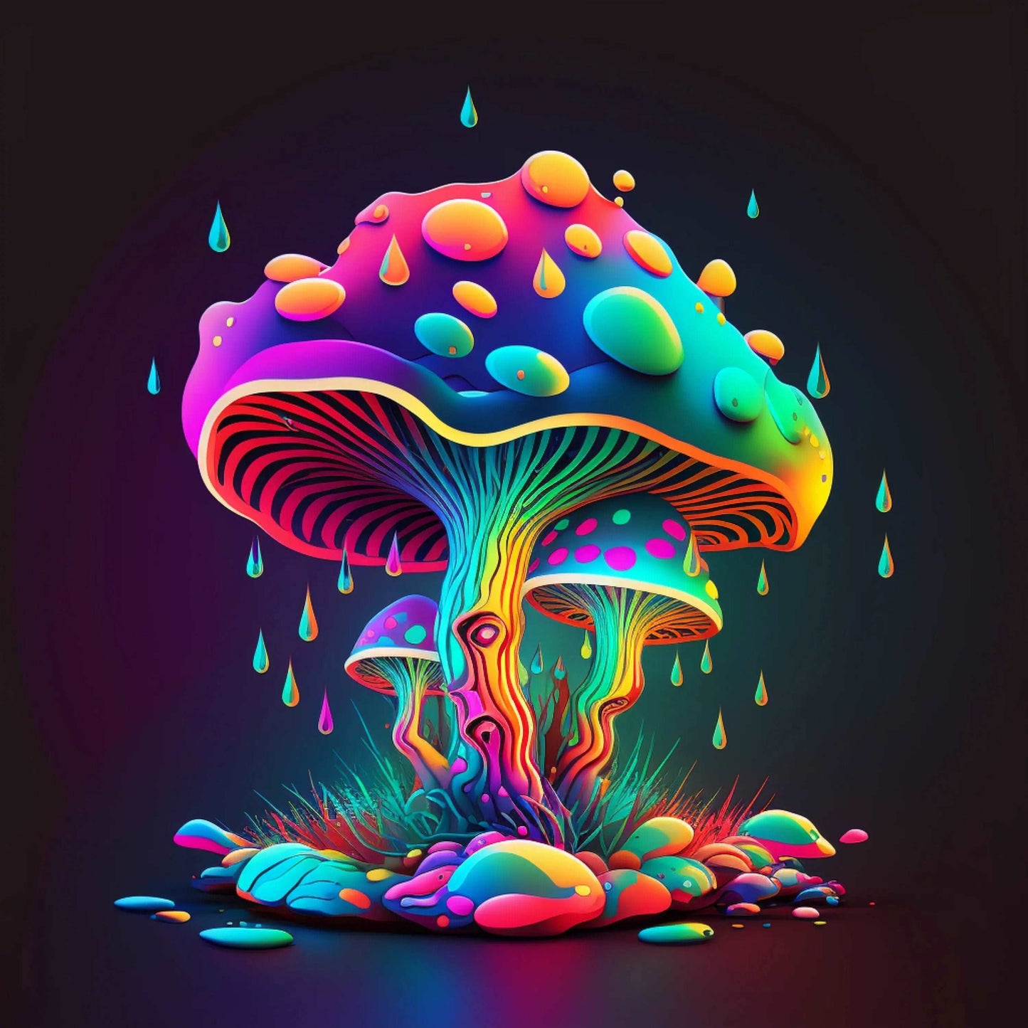 Trippy Raindrop Mushroom 4" Glossy Vinyl Sticker - Viking Lab Supply