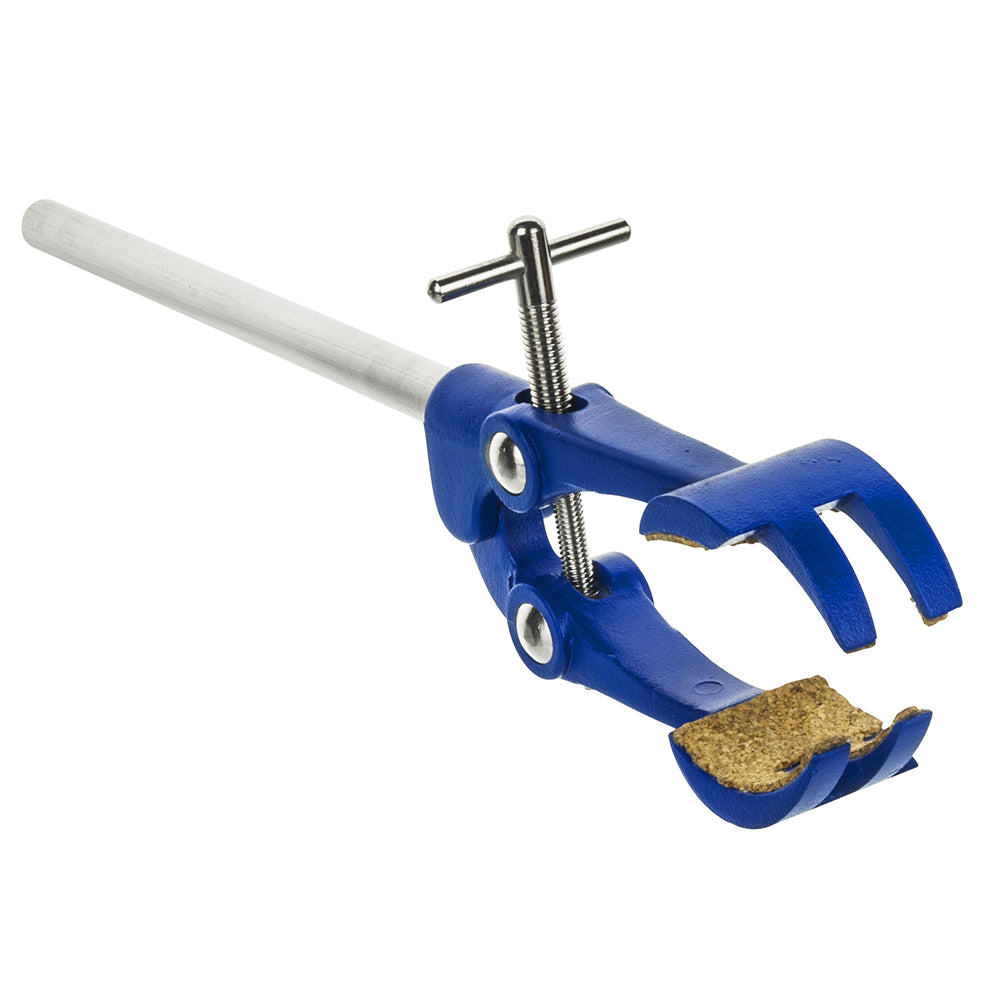 ENGLISH CLAMP WITH CORK, Cork-Coated jaws will safely protect your glassware from scratching bad, Cork-Coated jaws for lab glassware