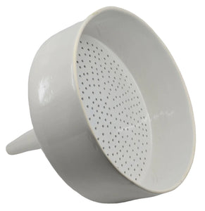 Porcelain Buchner funnels are used in the laboratory to help separate liquid from solid. Used with a piece of filter paper, this serves as a block for the solid particles, and the remains filter into a receiving flask. These funnels function with strong c